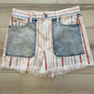 American Eagle Patriotic Red White Blue Mom Denim Shorts